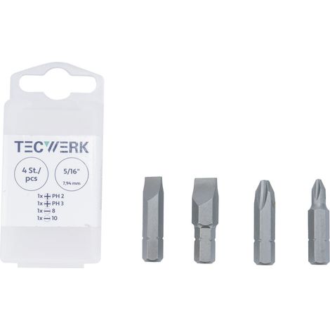 Bitset 4pcs.5/16 pouces Fente 8+10 mm,PH 2+3 pour 2000 828 191 TECWERK (1/4)