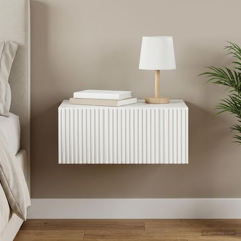 Mobiletto da notte a muro con cassetto Bianco 49 x 34,5 x 20 cm vidaXL (1/5)