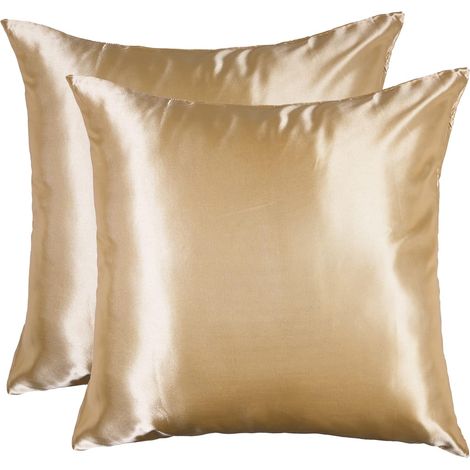 Filiyano – oreiller Champagne 60 x – Taie d'oreiller Champagne 60 x 60 cm, lot de 2. Taie d'oreiller carrée lisse et élégante. Confortable et (1/5)