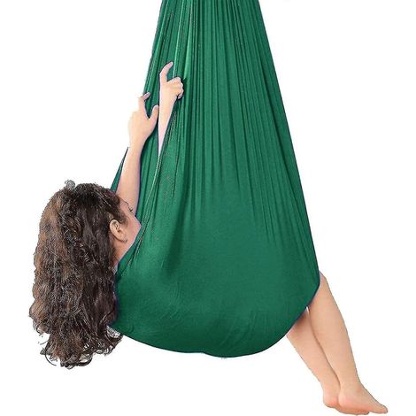 Balançoire sensorielle d'intérieur pour thérapie, compatible avec adultes, enfants et adolescents - 100 x 280 cm - Vert foncé (1/4)
