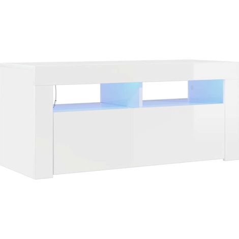 Maison Exclusive - TV-Schrank mit LED-Leuchten Hochglanz-Weiß 90x