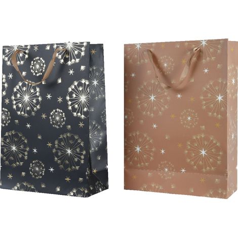 Carta per sacchetti regalo rettangolare lucida con stampa di stelle e maniglia a 2 colori 10 x 26 x 32 cm