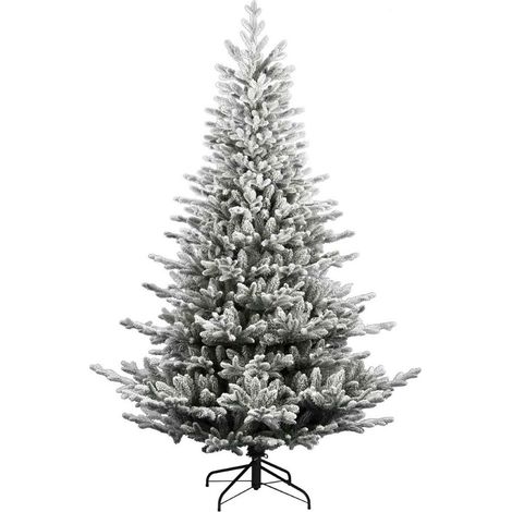 Albero di Natale Artificiale Floccato Effetto Realistico Innevato 240 cm 1546 Rami Montaggio a Ombrello Effetto Neve (1/2)