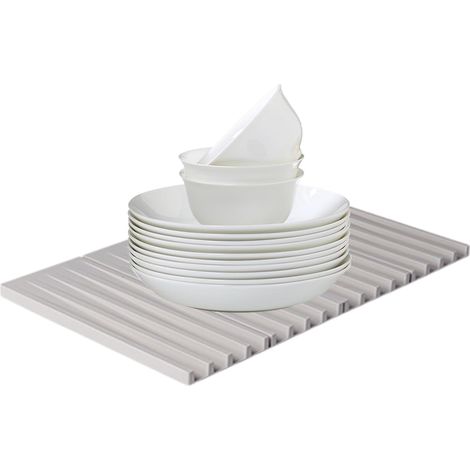 Tapis de séchage vaisselle pour évier cuisine, la - Égouttoir en silicone cuisine,Tapis d'égouttoir tapis mu Gris'Parent'Gris'-