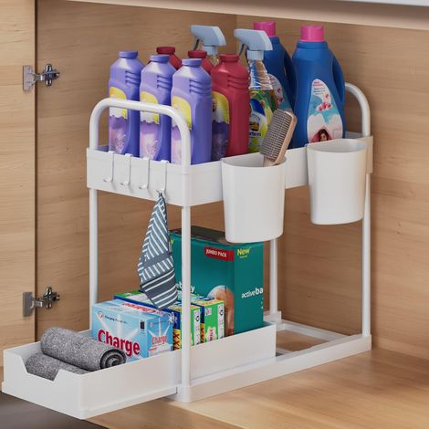 Ensemble de rangement 2 pièces blanc pour cuisine sous évier (1/5)