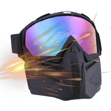 Lunettes de protection intégrales anti-buée, masque détachable, coupe-vent, résistantes pour soudage, quad, motocross et sports de plein air - Style B