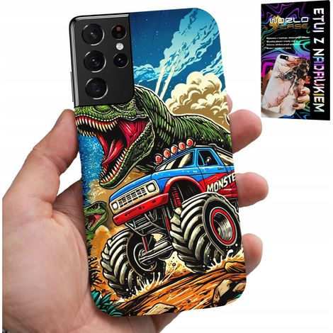 Custodia per Samsung Galaxy S21 Ultra - motivo dinosauro su monster truck PER bambini (1/5)