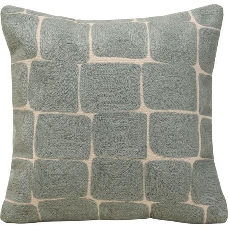 Housse de coussin en Toile de coton et broderie au point de chainette KARTY