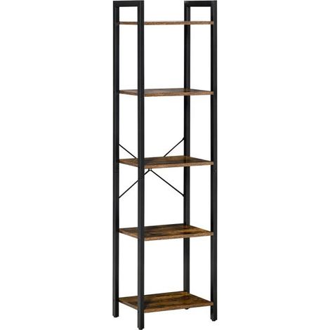 Etagère bibliothèque RUPERT noire et bois vieilli (1/5)