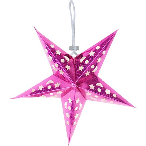 Guirlande Étoile En Papier - Étoile À Cinq Branches 3D 90 Cm - Décoration Plafond Mariage Fête Noël Anniversaire - Rose Vif (1/5)