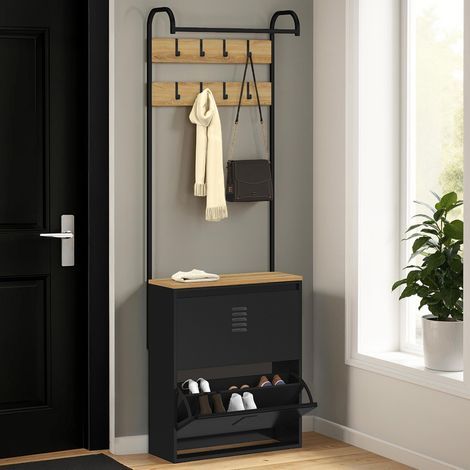 Mueble zapatero ESTER 2 puertas metal negro