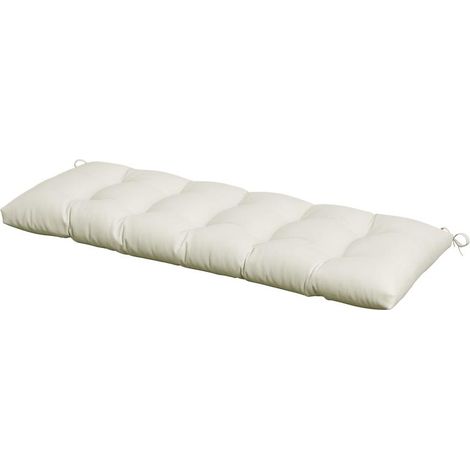 Coussin de banc de jardin crème 128 cm avec 2 cordons fixation, imperméable et protection UV 50+, résistant (1/5)