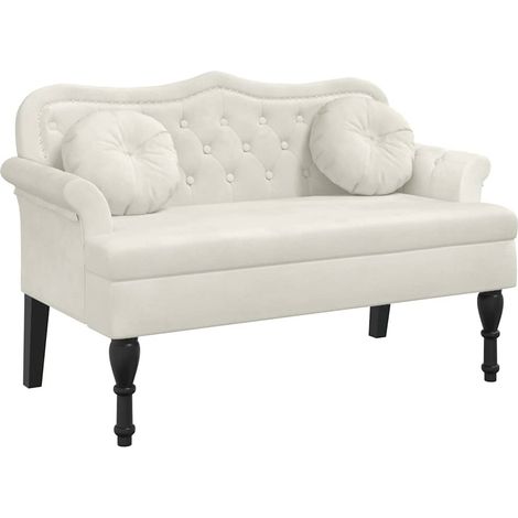Banc avec coussins crème 120,5x65x75 cm velours CFW896358 (1/5)