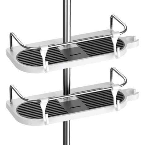 2PCS Sans Perçage Étagère de Douche pour Rail de Douche - Support D'organisateur de Salle de Bains pour le Shampooing, Adapte le Rail de 19mm - 25mm (1/4)
