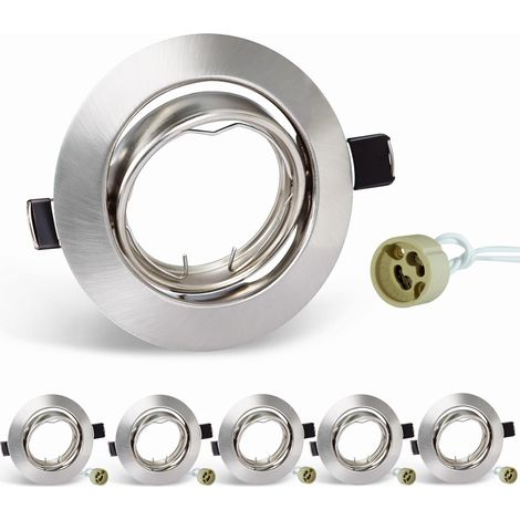 Projecteurs Spot LED GU10 Blanc Rond, Cadre Encastrable Orientable A 30°, Lot de 6