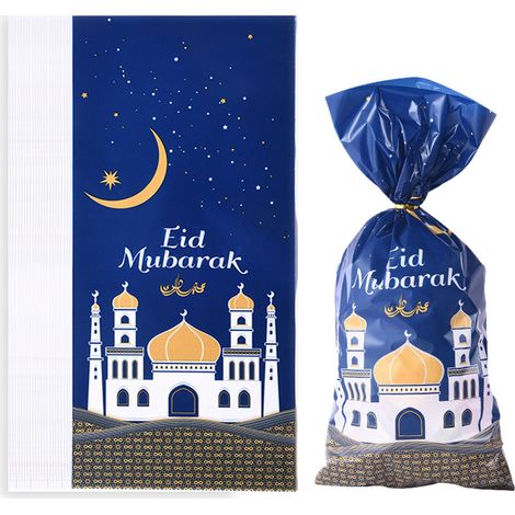 Sac à Bonbons - Sac à Faveurs Festives - 12 5 x 27 5 cm - Polyéthylène - Pour Eid Mubarak Ramadan Fête Anniversaire Mariage - 100 Pièces (1/5)
