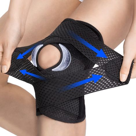Genouillère de sport, genouillère méniscale avec stabilisateur latéral, grande genouillère rotulienne et ligamentaire réglable - taille XL (1/5)
