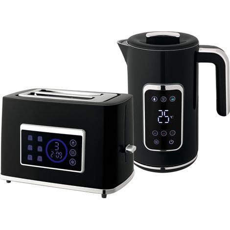 Bouilloire et grille-pain avec écran tactile LED, 1,7 L, 2 fentes, différents modes et fonctions, noir (1/5)