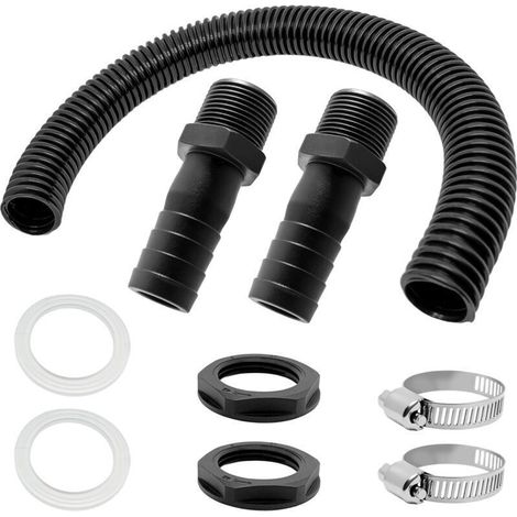 Trop Plein Cuve,2 Pcs Trop Plein Cuve Eau 1000L,Raccord Recuperateur d Eau de Pluie,Kit de Jumelage Cuve mit Joints,Tuyau de Raccordement et 2 Embouts avec Contre-écrous pour Cuve Eau (B) (1/4)