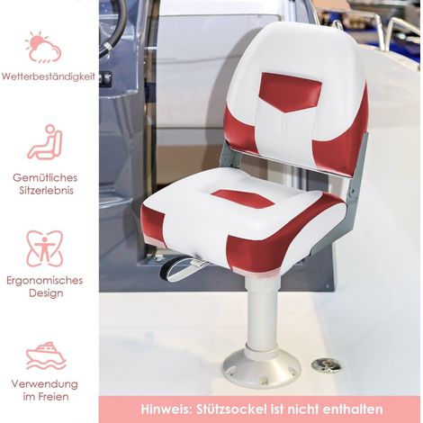 Klappbare Bootsitze, 2er-Pack, Rot/Weiß, Tragkraft 110 kg