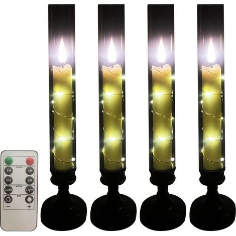 4Emballage individueldirigéBougie électronique blanc chaud télécommandée - Bougeoir et tube noirs (1/5)