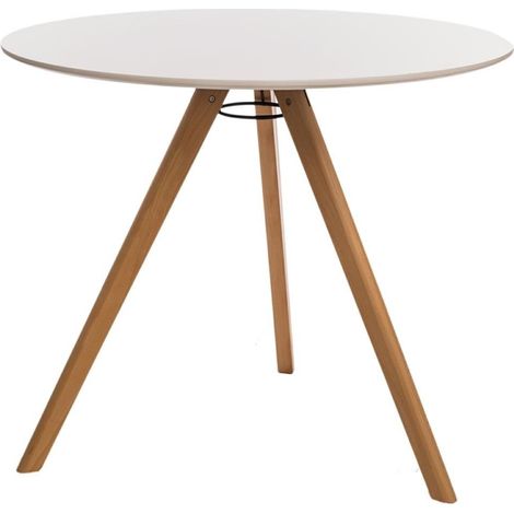 TABLE RONDE blanche SCANDINAVE Rocket pour la cuisine (1/4)