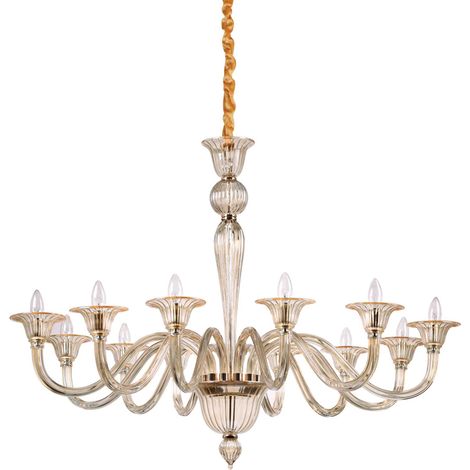 Lampadario Classico Brigitta Vetro Ambra 12 Luci E14 (1/2)