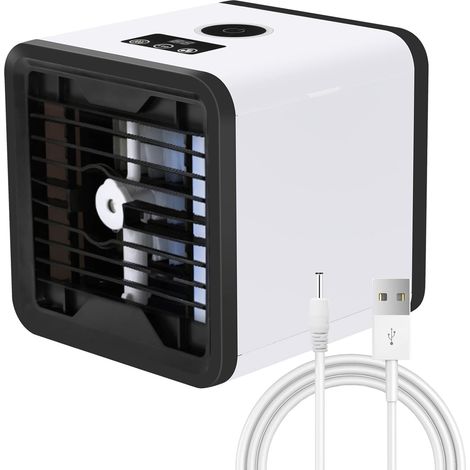 Refroidisseur d'air portable, ventilateur personnel avec éclairage d'ambiance LED 7 couleurs, idéal pour la maison, la chambre, le bureau et les voyages. (1/5)