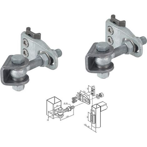 Charnières porte industrielle, réglage quadridimensionel 4-D boulon M20 LOCINOX (1/2)