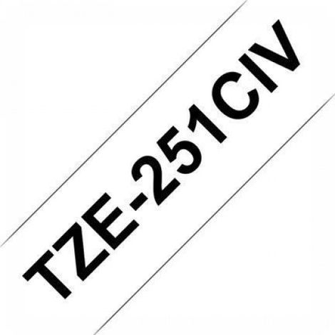 Ruban Laminé - 2,4 cm x 8 m - Noir Sur Blanc - Pour Imprimante Etiquette P-Touch - 1 Rouleau (1/2)