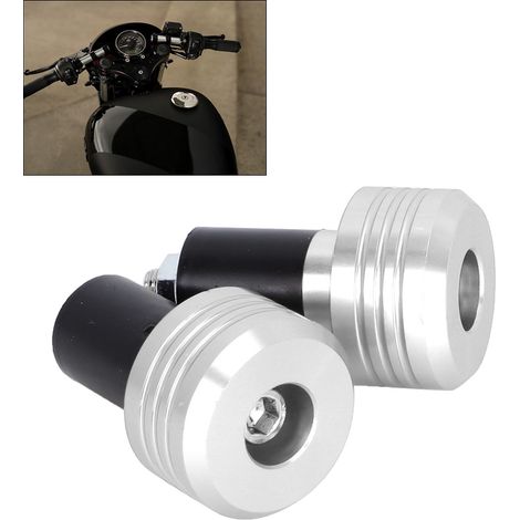 Motorradlenkergriffe, silberne Aluminium-Endkappen, verschiebbare Lenkerendkappen, Motorradzubehör (1/5)