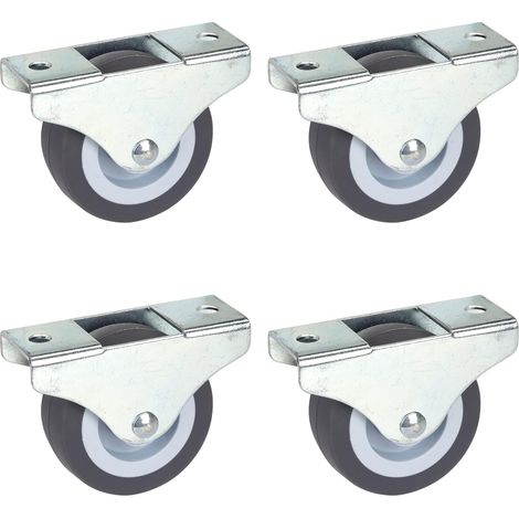 Roulettes Fixes pour Meubles 4 Pièces 50mm x 19mm, TPE, Fixation Directionnelle, Charge 165kg, Ne Laisse Pas de Traces (1/5)