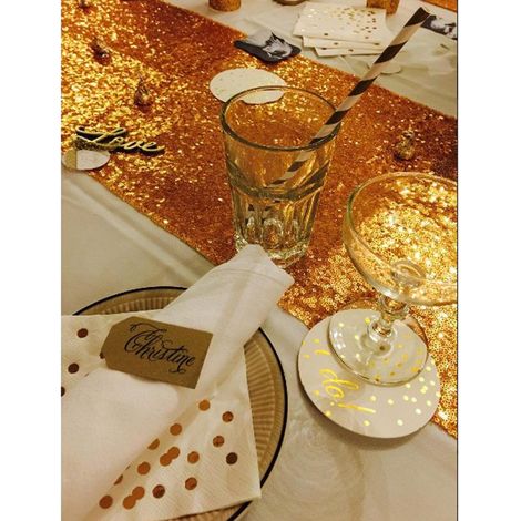 paillettes paillettes chemin de table nappe décoration de fête de mariage or (1/5)