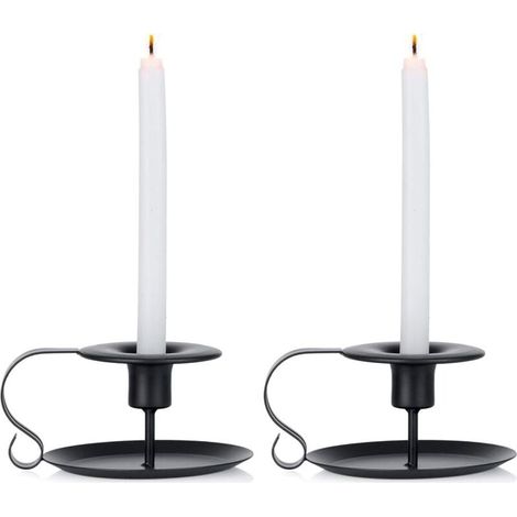 Stück Vintage-Kerzenständer aus Schmiedeeisen, langer Kerzenständer mit Griff und Tablett, für die Kerzenständerdekoration im Weihnachtsrestaurantzimmer (1/4)