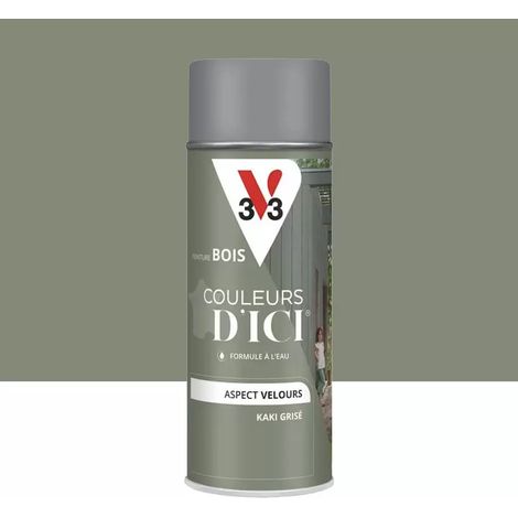 Aérosol Peinture pour Bois Extérieurs V33 Couleurs d'ICI Velours Kaki grisé 0,4 L (1/3)