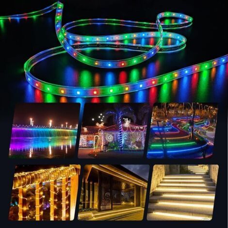 NALOOKAMIC Bande lumineuse LED solaire multicolore de 10 m, idéale pour l'éclairage de la maison, des fêtes, du jardin et de la piscine. (1/3)