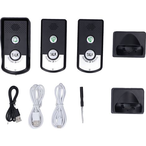 Sonnette interphone sans fil, portée de 1500 mètres, 2 modes de chargement, pour la sécurité de votre domicile (1/5)