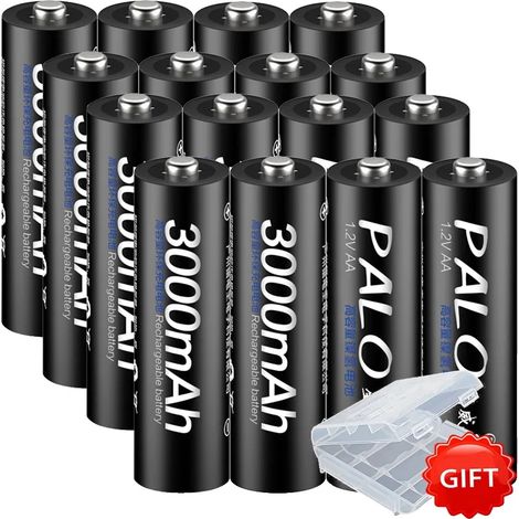 Piles AA Rechargeables, Capacité 2000mAh, Faible Auto-Décharge, 16PCS, 1.2V-c (1/2)
