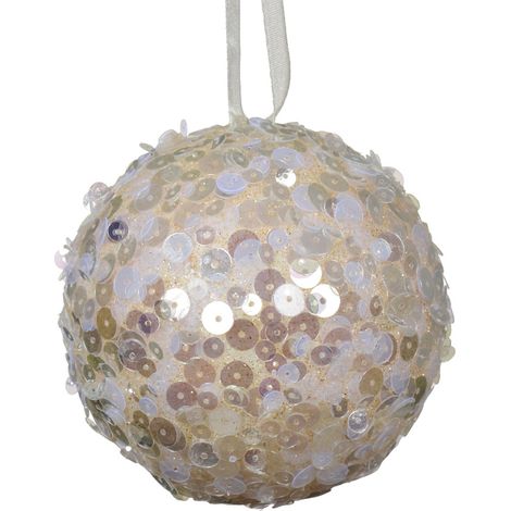Palline per albero di Natale decorato, colore perla con paillettes , da Ø 8 cm, 12 pezzi (1/2)