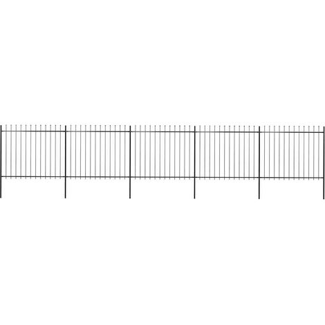Valla de jardín con punta de lanza de acero 892,5x150 cm negra