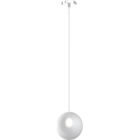 Sospensione Contemporanea Eclipse Metallo Cromo Vetro Bianco Fog 1 Luce G9