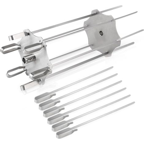 Stainless Steel Rotisserie Barbecue for up to Ø14mm Rotisserie Spit for Barbecue, Rotating Skewer System with 6 Long Skewers (41cm) and 6 Short Skewers (30cm) (1/5)