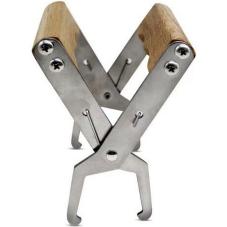 Clip Cadre Nid D Abeille - Acier Inoxydable - Manche Bois Hêtre - Pour Levage Cadres Ruche - 1 Pièce (1/4)