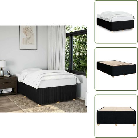 Cama de tela - vidaXL Estructura de cama sin colchón tela negro 120x190 cm - Cama de madera