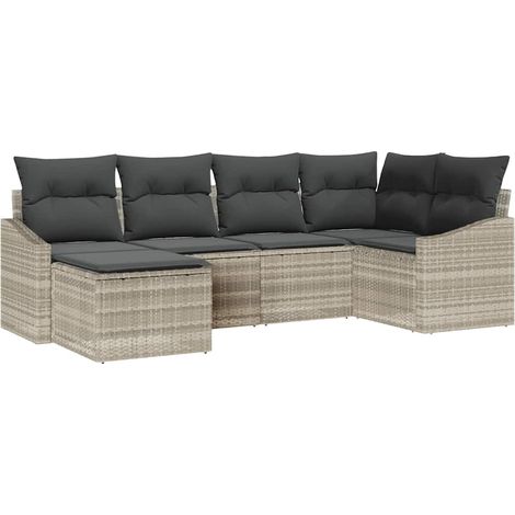Maison Exclusive - Sofa Set mit Kissen 6 pcs Hellgrau Poly-Rattan