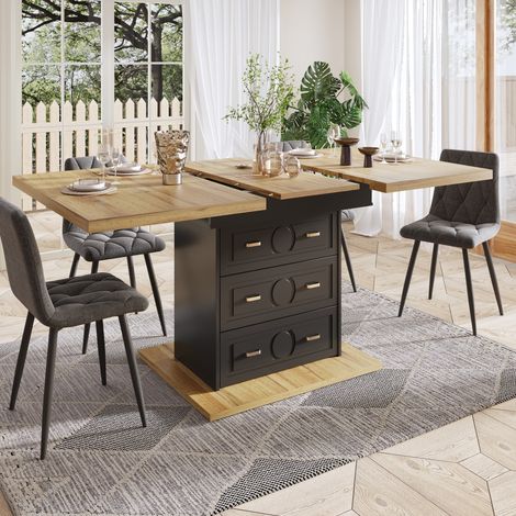REDOM Table de salle à manger extensible 110-140 x 80 x 75 cm pour 6 personnes idéale pour les cuisines salles à manger et terrasses coloris bois (1/5)