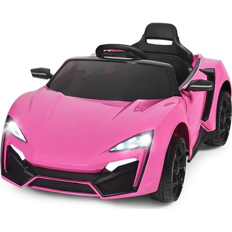 COSTWAY 12V Elektro Kinderauto, Elektroauto mit 2,4G-Fernsteuerung, Musik, Sanftanlauf, variablen Geschwindigkeiten, Hupe & LED-Leuchten, Kinderfahrzeug für Kinder von 3-8 Jahren (Rosa) (1/5)