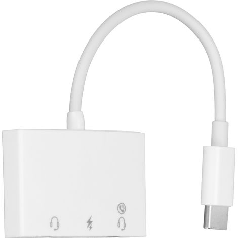 Casque Adaptateur 3-en-1 USB-C vers Double Jack 3,5mm AUX Audio avec Port Charge Rapide Type-C (1/5)
