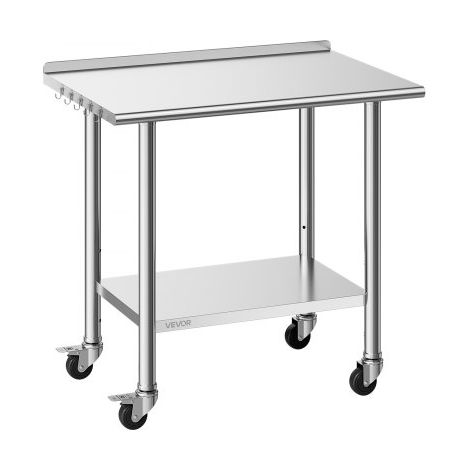 Table de Travail Cuisine Professionnelle - Table Centrale Inox 91 (1/5)