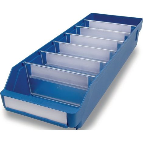 Boîte pour étagère L500xl180xH95mm bleue PP (Par 20)